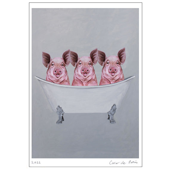 Pigs in bathtub Art Print by Coco de Paris