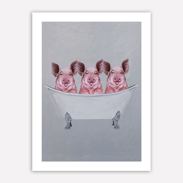 Pigs in bathtub Art Print by Coco de Paris
