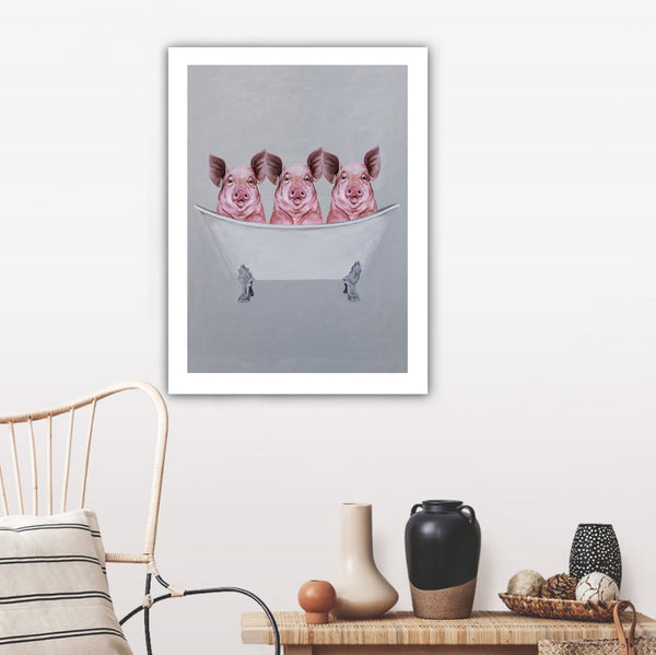 Pigs in bathtub Art Print by Coco de Paris