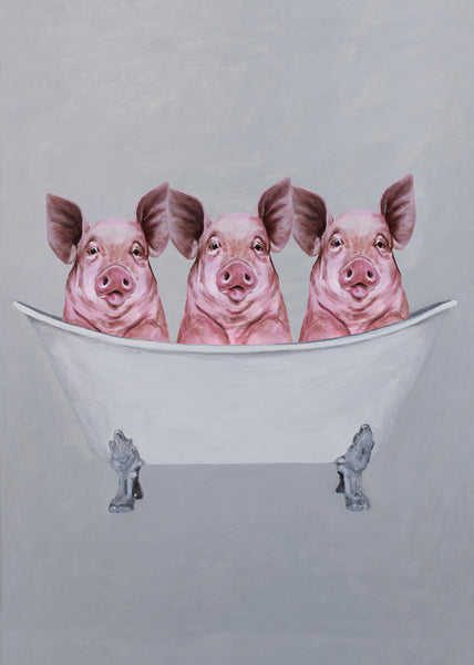 Pigs in bathtub Art Print by Coco de Paris