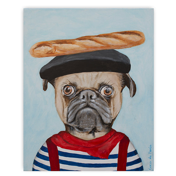 French Pug original canvas painting by Coco de Paris