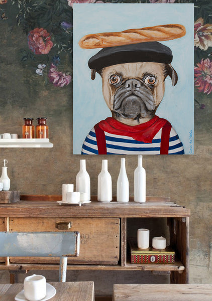 French Pug original canvas painting by Coco de Paris