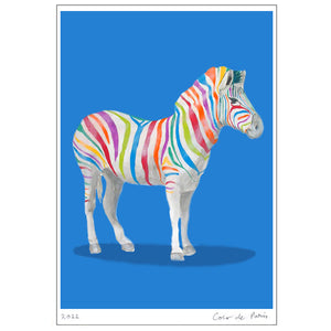 Rainbow zebra Art Print by Coco de Paris