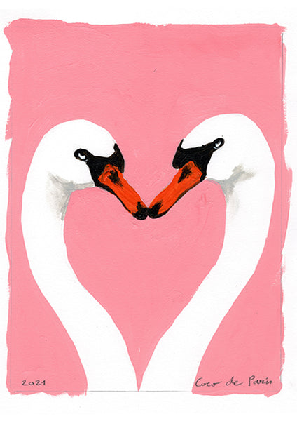 Swan love, original painting by Coco de Paris