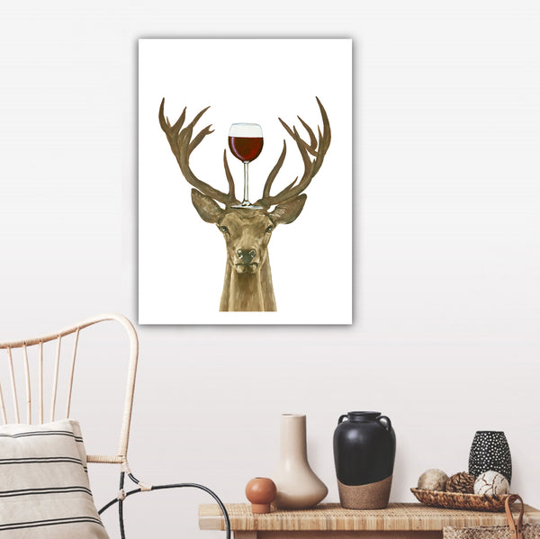 Deer with wineglass Art Print by Coco de Paris