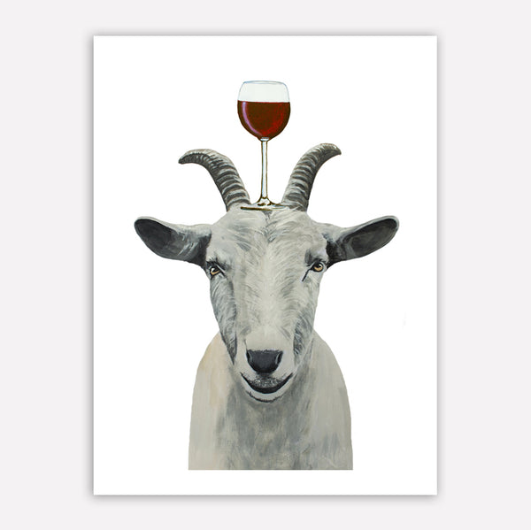 Goat with wineglass Art Print by Coco de Paris