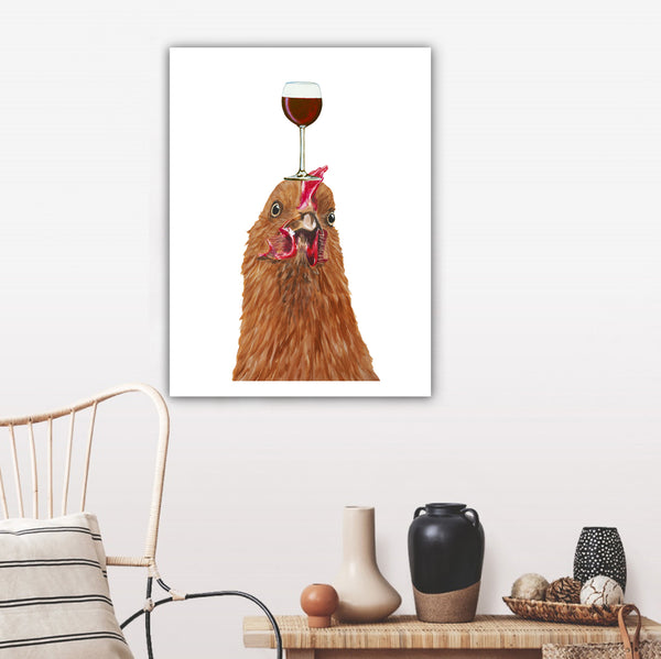 Hen with wineglass Art Print by Coco de Paris