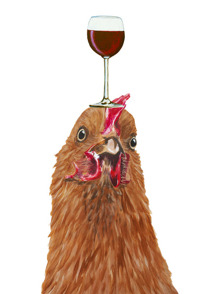 Hen with wineglass Art Print by Coco de Paris