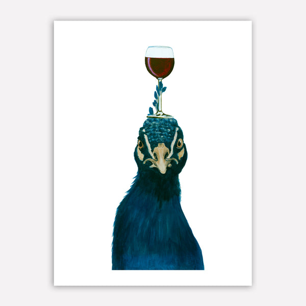 Peacock with wineglass Art Print by Coco de Paris