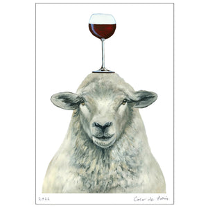 Sheep with wineglass Art Print by Coco de Paris