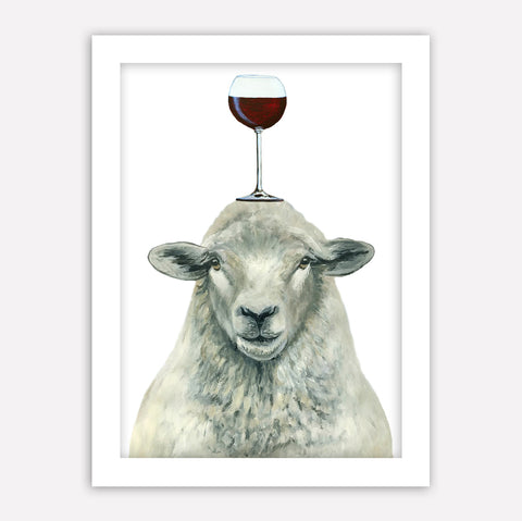 Sheep with wineglass Art Print by Coco de Paris