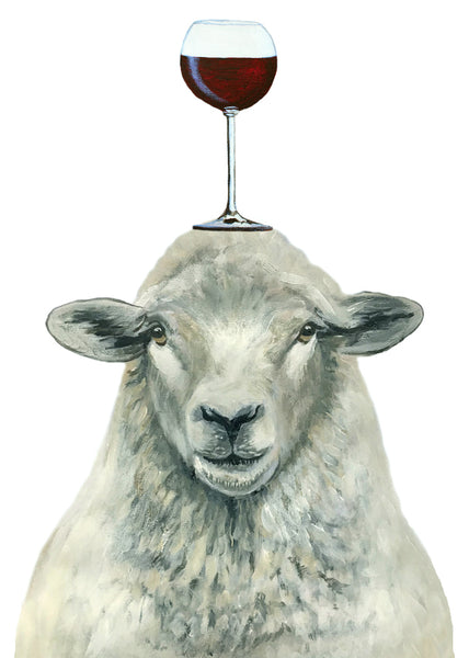 Sheep with wineglass Art Print by Coco de Paris