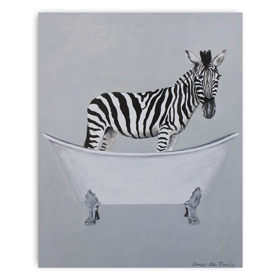 Zebra in bathtub original canvas painting by Coco de Paris
