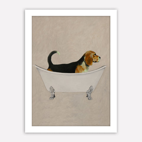 Beagle on bathtub Art Print by Coco de Paris