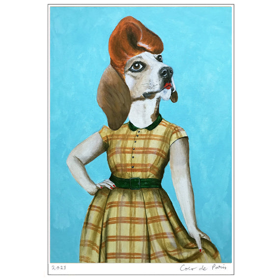 Beagle pinup Art Print by Coco de Paris