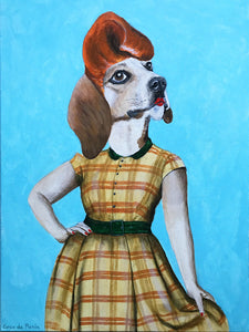 Pin up beagle original canvas painting by Coco de Paris