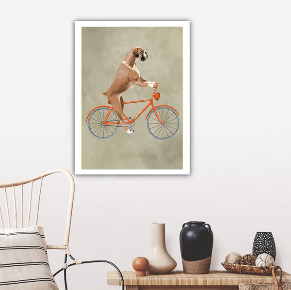 Boxer on bicycle Art Print by Coco de Paris