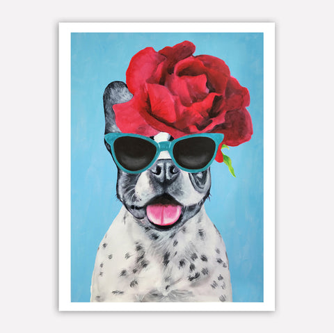 French bulldog with flowers Art Print by Coco de Paris