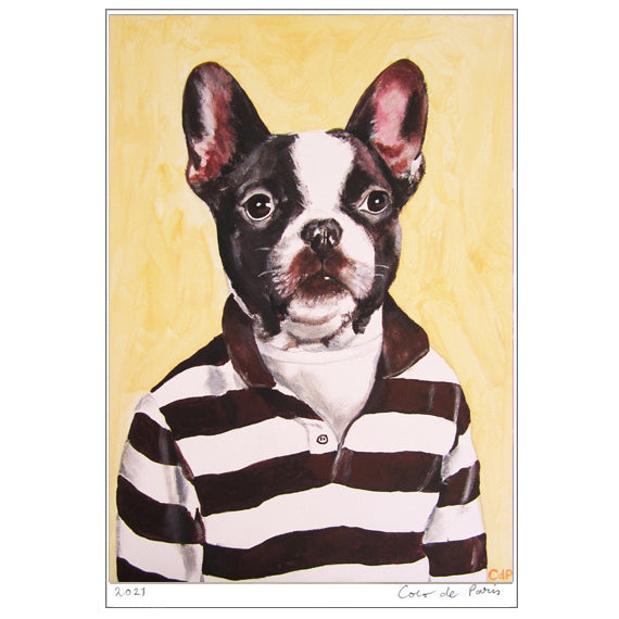 Stripy Bulldog Art Print by Coco de Paris