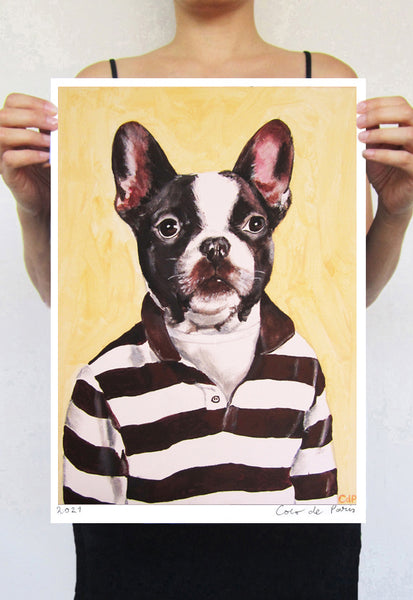 Stripy Bulldog Art Print by Coco de Paris