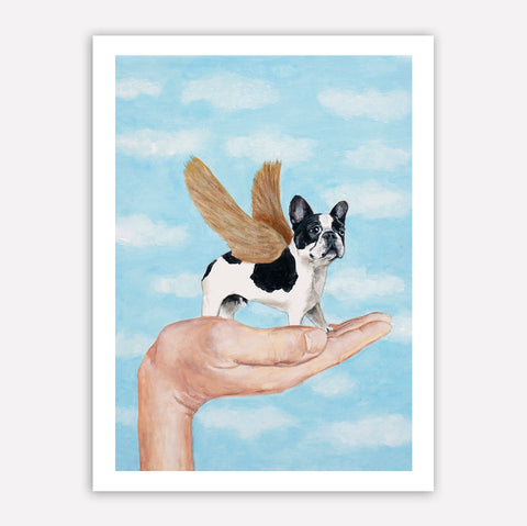 Bulldog with golden wings Art Print by Coco de Paris