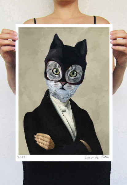 Cat Woman Art Print by Coco de Paris