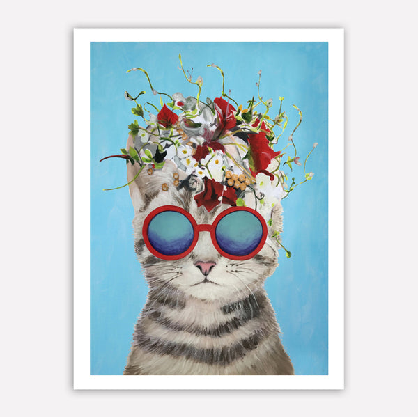 Cat with flowers Art Print by Coco de Paris