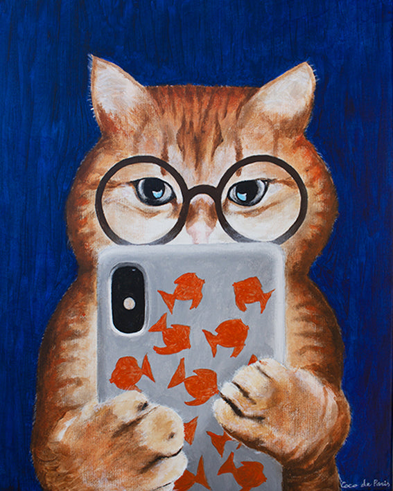 Instagram Cat original canvas painting by Coco de Paris