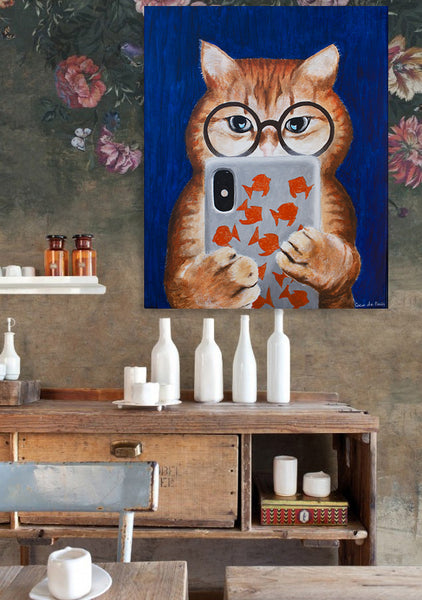 Instagram Cat original canvas painting by Coco de Paris