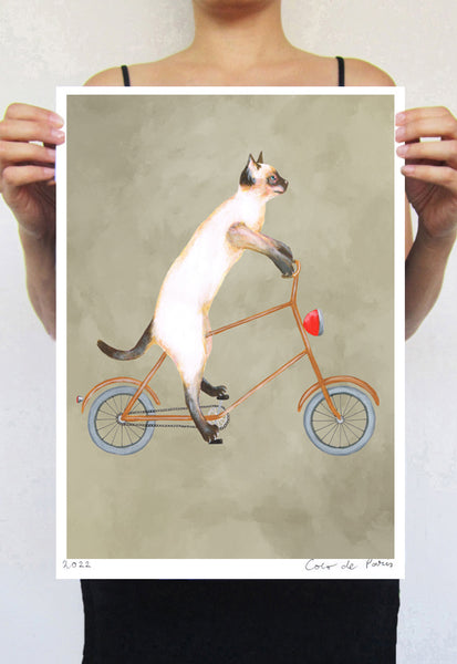 Cat on bicycle Art Print by Coco de Paris