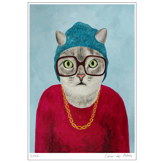 Cat rapper Art Print by Coco de Paris