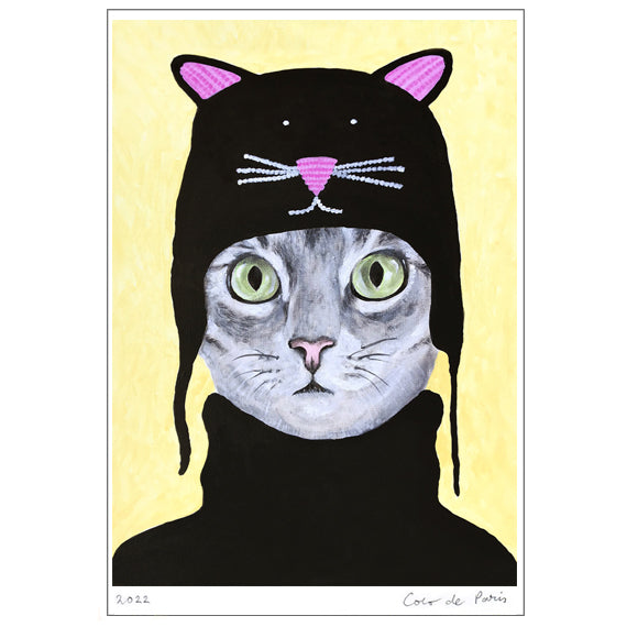 Cat with cat hat Art Print by Coco de Paris