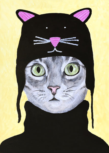Cat with cat hat Art Print by Coco de Paris