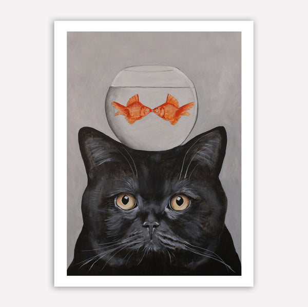 Cat with goldfishes Art Print by Coco de Paris
