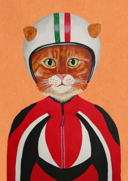 Cat with helmet Art Print by Coco de Paris