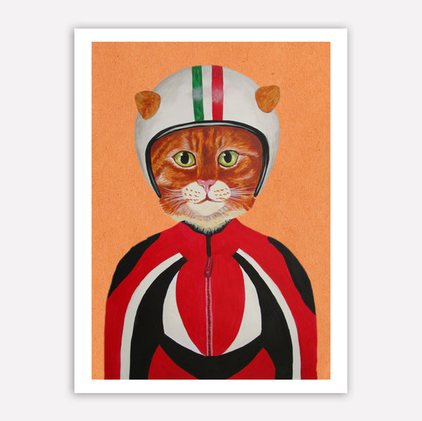 Cat with helmet Art Print by Coco de Paris