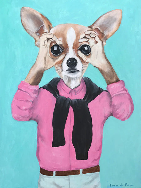 Chihuahua is watching you original canvas painting by Coco de Paris