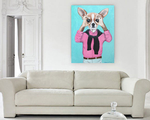 Chihuahua is watching you original canvas painting by Coco de Paris