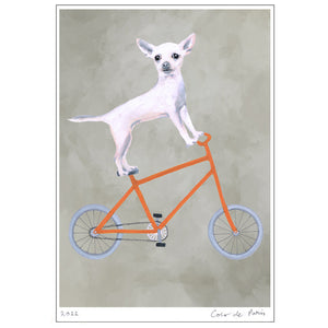 Chihuahua on bicycle original Art Print by Coco de Paris