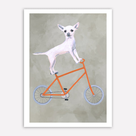 Chihuahua on bicycle original Art Print by Coco de Paris