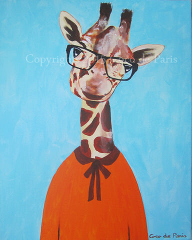Clever Giraffe original canvas painting by Coco de Paris