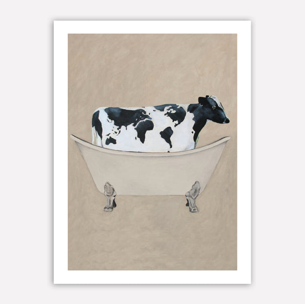 Cow on bathtub Art Print by Coco de Paris