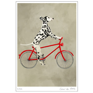 Dalmatian cycling Art Print by Coco de Paris