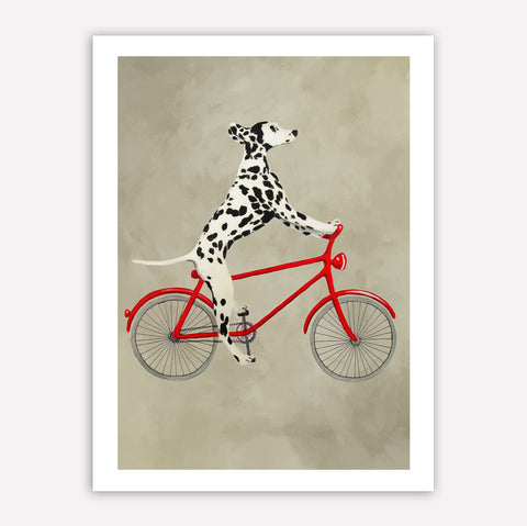 Dalmatian cycling Art Print by Coco de Paris