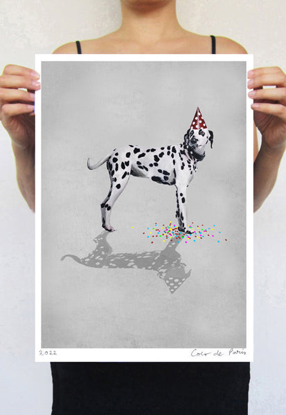 Party Dalmatian  Art Print by Coco de Paris