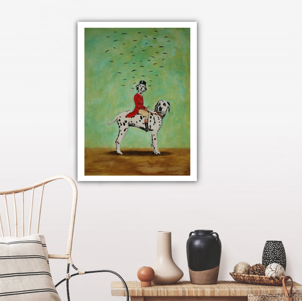 Dalmatian riding a dalmatian Art Print by Coco de Paris