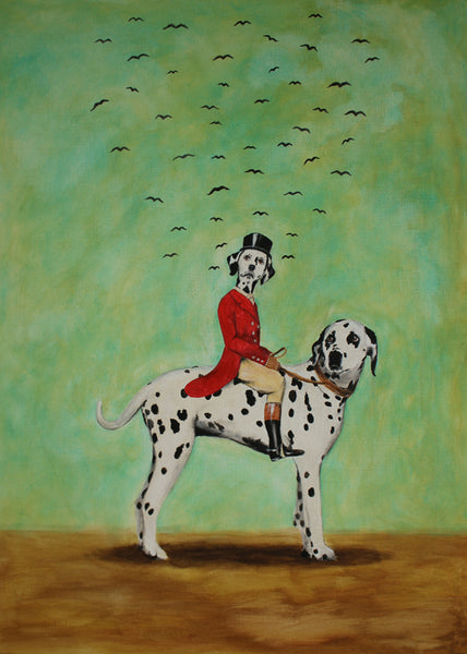Dalmatian riding a dalmatian Art Print by Coco de Paris