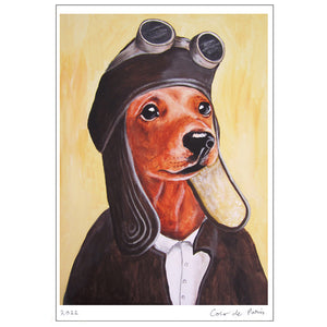Dachshund vintage pilote Art Print by Coco de Paris