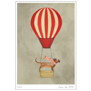 Dachshund with airballoon Art Print by Coco de Paris