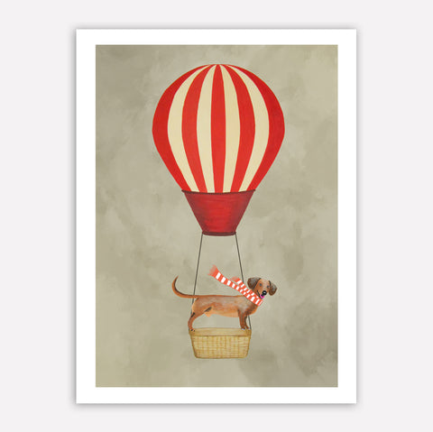 Dachshund with airballoon Art Print by Coco de Paris